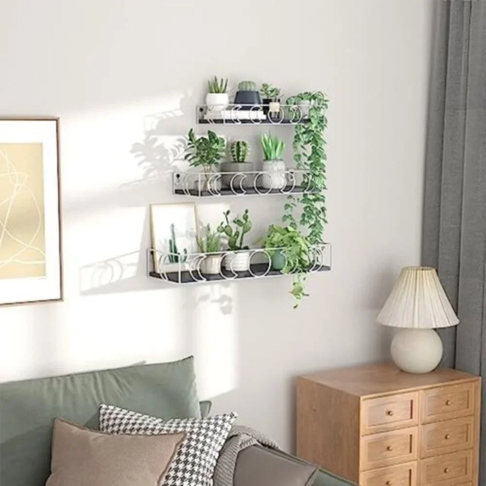 New Set of 3 Moon Phase Floating Shelves for Home Decor - Black, Silver
